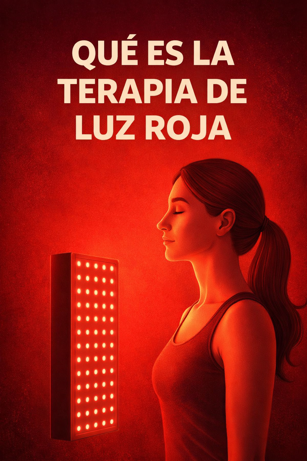Mujer recibiendo terapia de luz roja